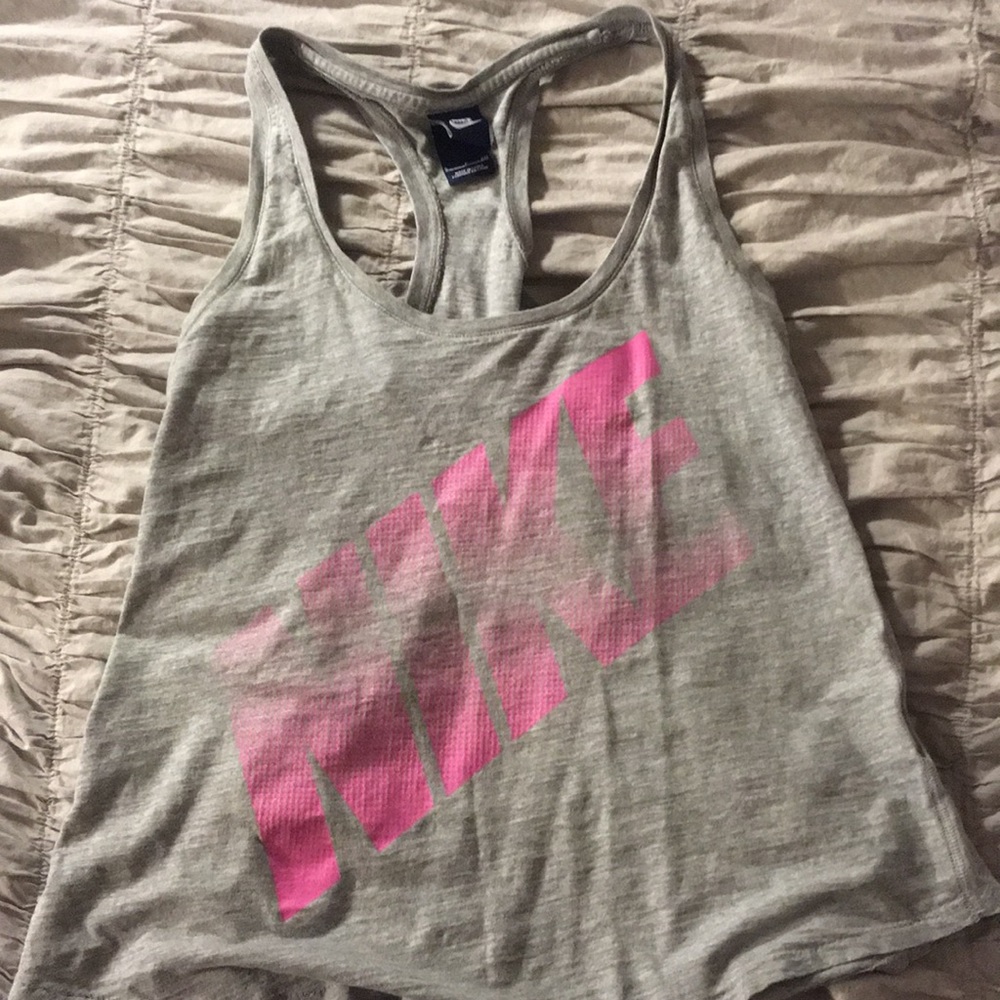 Grey and pink racerback NIKE tank